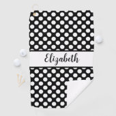Serviette de golf à pois noirs personnalisée pour  (En situation)