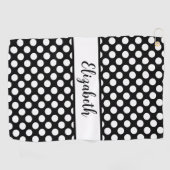 Serviette de golf à pois noirs personnalisée pour  (Horizontal)
