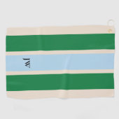 Serviette de golf à rayures classiques et monogram (Horizontal)
