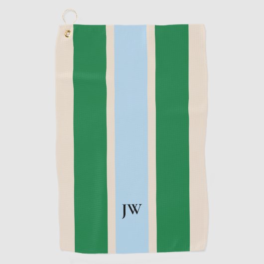 Serviette de golf à rayures classiques et monogram (Devant)