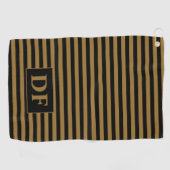 Serviette de golf à rayures noir/or (Horizontal)