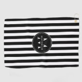 Serviette de golf à rayures noires et blanches ave (Horizontal)