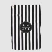 Serviette de golf à rayures noires et blanches ave (Devant)