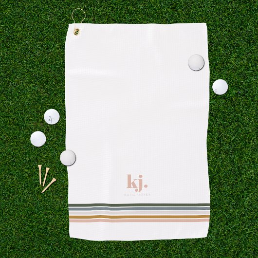 Serviette de golf à rayures rétro chic avec monogr