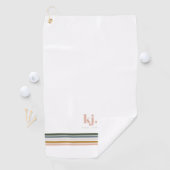 Serviette de golf à rayures rétro chic avec monogr (En situation)