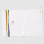 Serviette de golf à rayures rétro chic avec monogr (Horizontal)