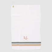 Serviette de golf à rayures rétro chic avec monogr (Devant)