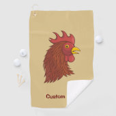 Serviette de golf à tête de Coq Rouge (En situation)