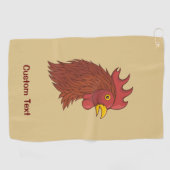 Serviette de golf à tête de Coq Rouge (Horizontal)