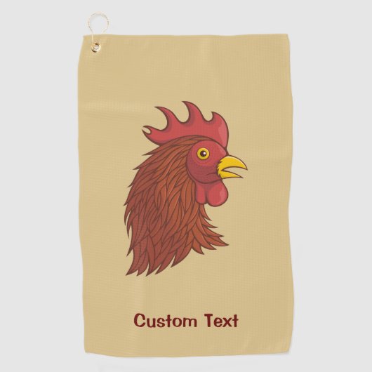 Serviette de golf à tête de Coq Rouge (Devant)