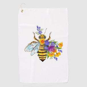 Serviette De Golf Abeille à fleurs avec plantes sauvages