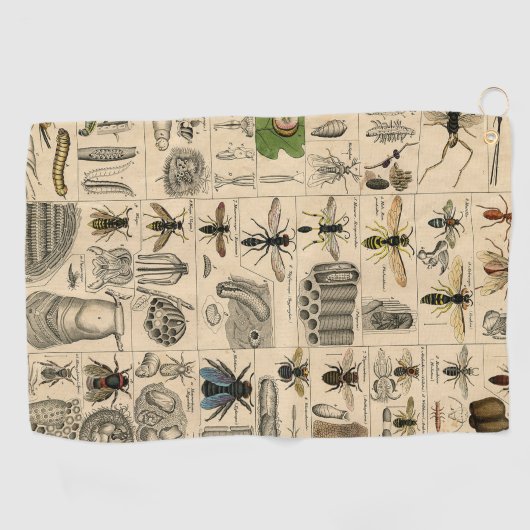 Serviette De Golf Abeille Insecte Bug Wasp Histoire naturelle abeill (Horizontal)