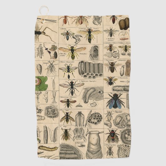 Serviette De Golf Abeille Insecte Bug Wasp Histoire naturelle abeill (Devant)