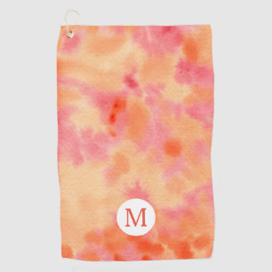 Serviette De Golf Abrégé sur orange peint à la main rose d'aquarelle