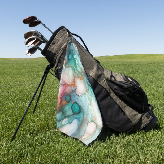 Serviette De Golf Abstract in Pink, Teal, Blue, and Gold (Vert)