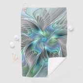 Serviette De Golf Abstrait Bleu Vert Papillon Imaginaire Fractal Art (En situation)