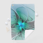Serviette De Golf Abstrait De Bleu, Art Fractal Moderne (En situation)