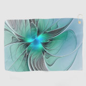 Serviette De Golf Abstrait De Bleu, Art Fractal Moderne (Horizontal)