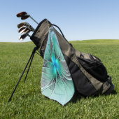 Serviette De Golf Abstrait De Bleu, Art Fractal Moderne (Vert)