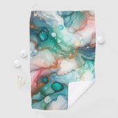 Serviette De Golf Abstrait en rose, sarcelle, bleu et or (En situation)
