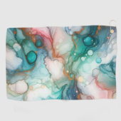 Serviette De Golf Abstrait en rose, sarcelle, bleu et or (Horizontal)
