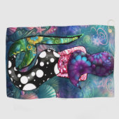 Serviette De Golf Abstrait Fantaisiste Mermaid Nautical Turquoise Co (Horizontal)