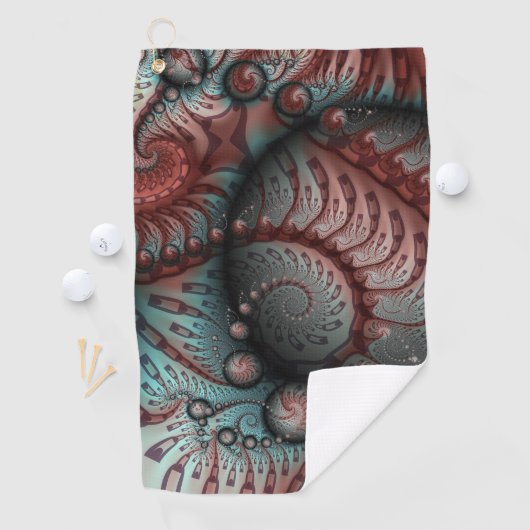 Serviette De Golf Abstrait Imaginaire dynamique Fractal Art Brown Bl (En situation)