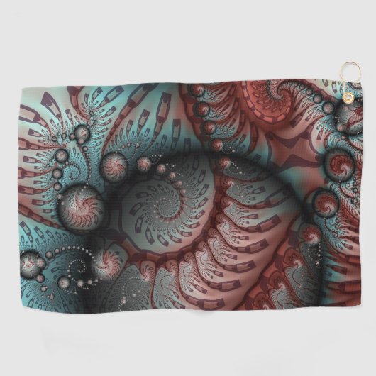 Serviette De Golf Abstrait Imaginaire dynamique Fractal Art Brown Bl (Horizontal)