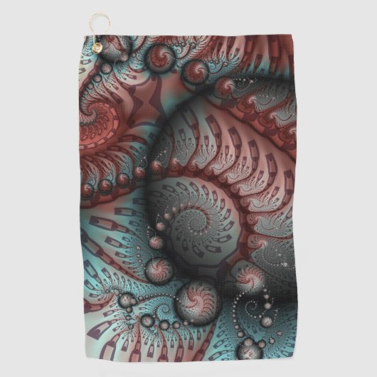 Serviette De Golf Abstrait Imaginaire dynamique Fractal Art Brown Bl (Devant)