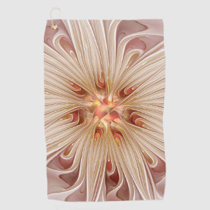 Serviette De Golf Abstrait Moderne Peach Pastel Flower Fractal Art
