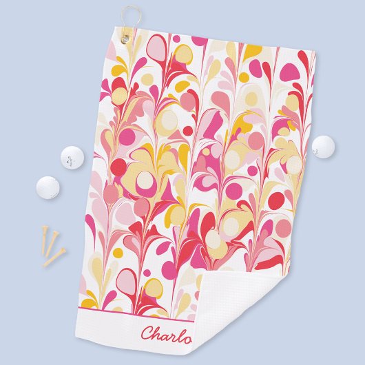 Serviette De Golf Abstrait Motif rétro rose personnalisé