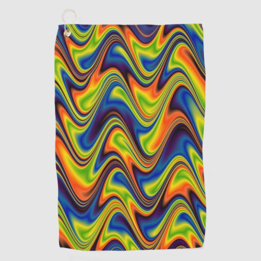 Serviette De Golf Abstrait Multicolore Ondulé (Devant)