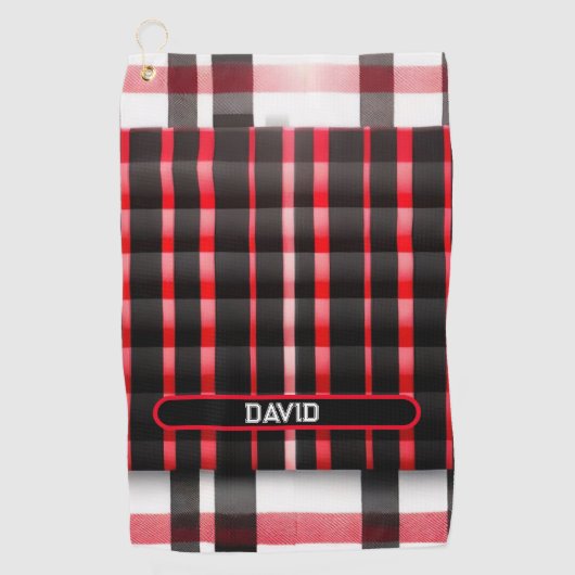 Serviette De Golf Abstraite Rouge Noir Plaid Collection moderne (Devant)