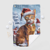 Serviette De Golf Abyssinian Chat Winter Wonderland Noël Joie (En situation)