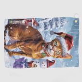 Serviette De Golf Abyssinian Chat Winter Wonderland Noël Joie (Horizontal)