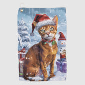 Serviette De Golf Abyssinian Chat Winter Wonderland Noël Joie (Devant)