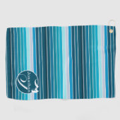 Serviette De Golf Accessoires de golf rayés personnalisés bleu (Horizontal)