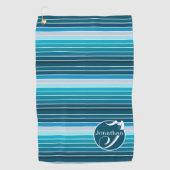 Serviette De Golf Accessoires de golf rayés personnalisés bleu (Devant)