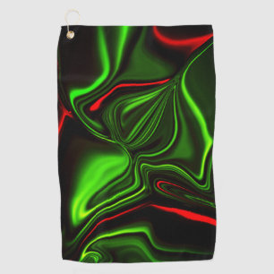 Serviette De Golf Accroches courbées vertes et rouges sur fond vert