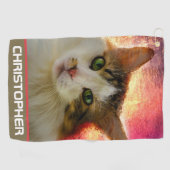 Serviette De Golf Adorable Cute Calico Chat (Horizontal)