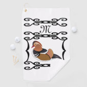 Serviette De Golf Adorable Mandarin Canard Monogramme de dessin (En situation)