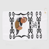 Serviette De Golf Adorable Mandarin Canard Monogramme de dessin (Horizontal)