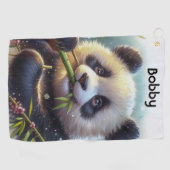 Serviette De Golf Adorable Ours De Panda Mangeant Bambou (Horizontal)