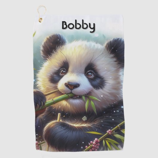 Serviette De Golf Adorable Ours De Panda Mangeant Bambou (Devant)