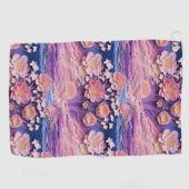 Serviette De Golf Adorable Pink Purple Pastel Floral Cutout Motif (Horizontal)