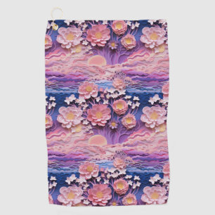 Serviette De Golf Adorable Pink Purple Pastel Floral Cutout Motif