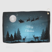 Serviette De Golf Adorable Rindeer La Nuit (Horizontal)