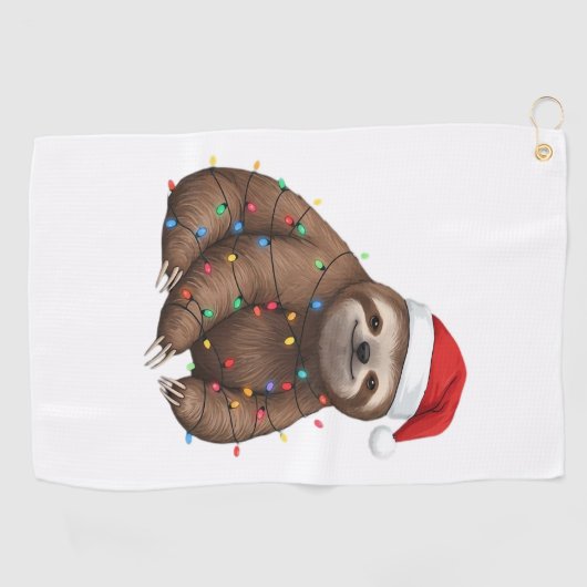 Serviette De Golf Adorable Sloth enveloppé dans les lumières de vaca (Horizontal)