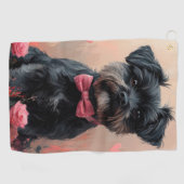 Serviette De Golf Affenpinscher avec des roses - Saint-Valentin (Horizontal)