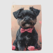 Serviette De Golf Affenpinscher avec des roses - Saint-Valentin (Devant)